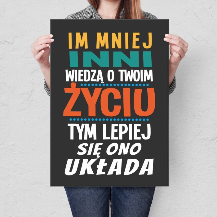 Plakat metalowy im mniej wiedzą Prezent