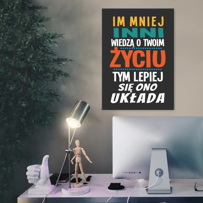 Plakat metalowy im mniej wiedzą Prezent