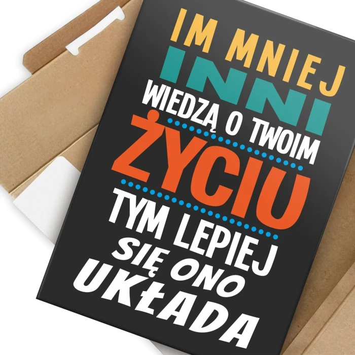 Plakat metalowy im mniej wiedzą Prezent