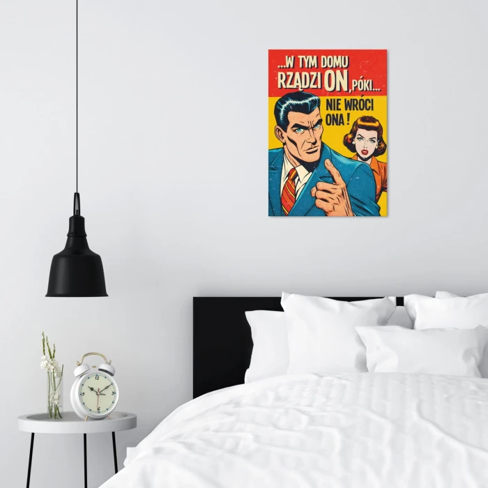 Poster metal W TYM DOMU RZĄDZI ON gift