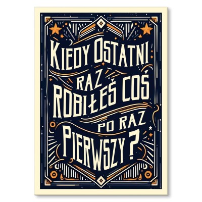 Plakat metalowy po raz pierwszy on napis Prezent