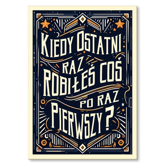 Plakat metalowy po raz pierwszy on napis Prezent