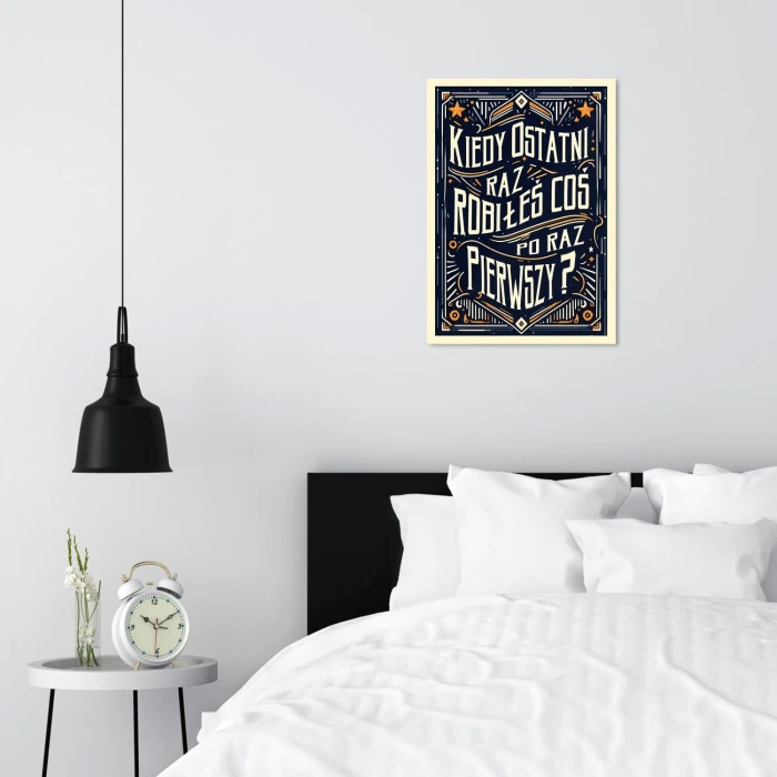 Plakat metalowy po raz pierwszy on napis Prezent