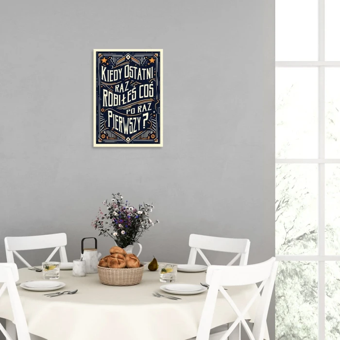 Plakat metalowy po raz pierwszy on napis Prezent