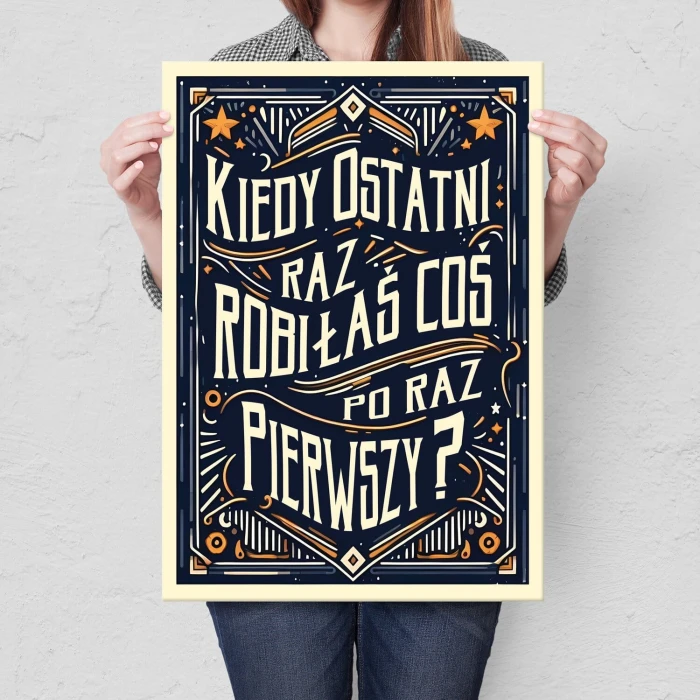 Plakat metalowy po raz pierwszy ona napis Prezent
