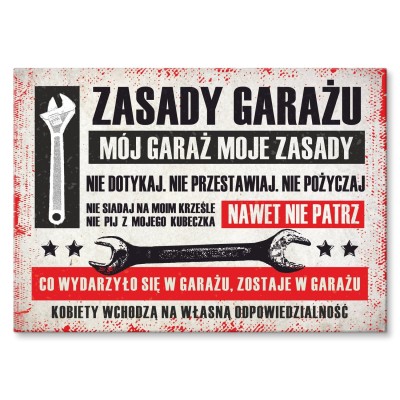 Poster metal zasady garażu pozioma gift
