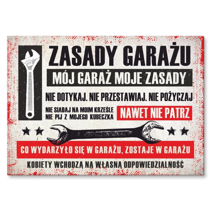 Poster metal zasady garażu pozioma gift