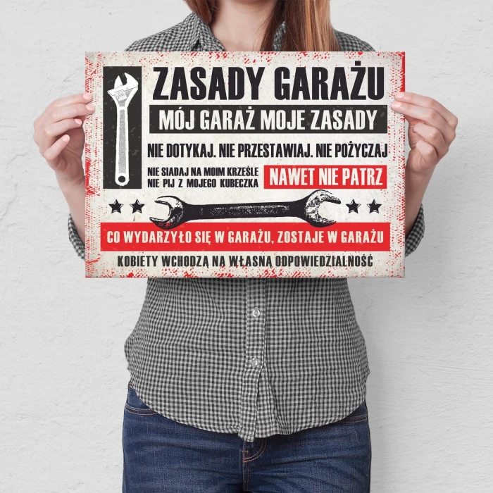 Poster metal zasady garażu pozioma gift