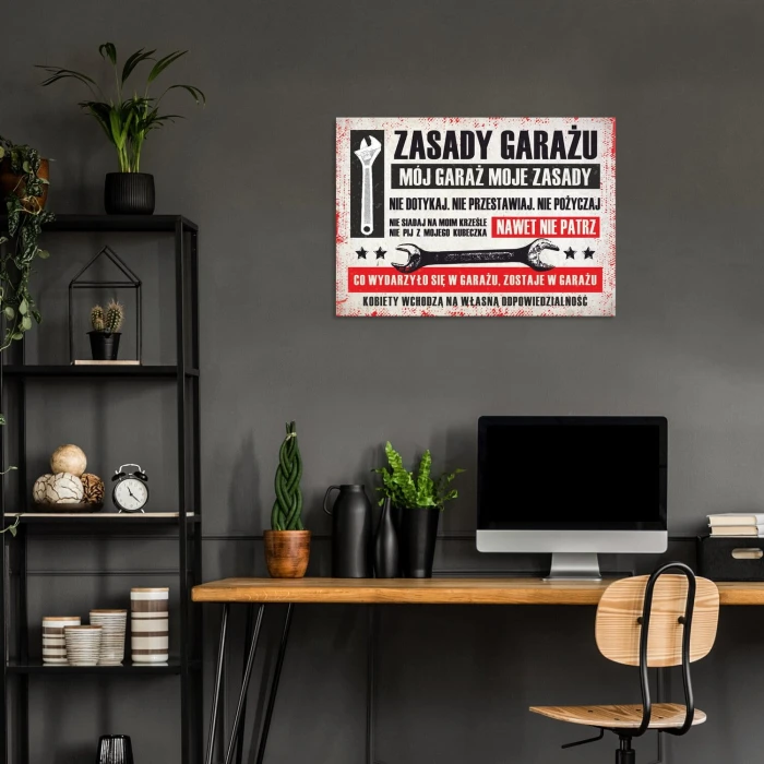 Poster metal zasady garażu pozioma gift