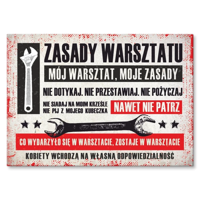 Poster metal zasady warsztatu pozioma gift