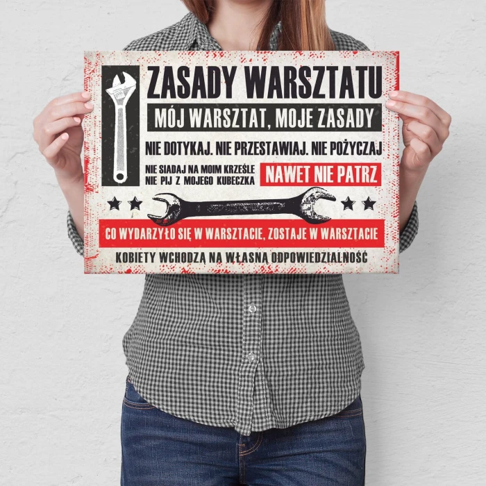 Poster metal zasady warsztatu pozioma gift