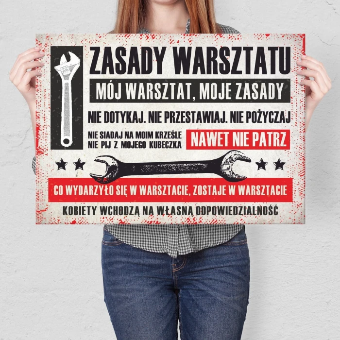 Poster metal zasady warsztatu pozioma gift