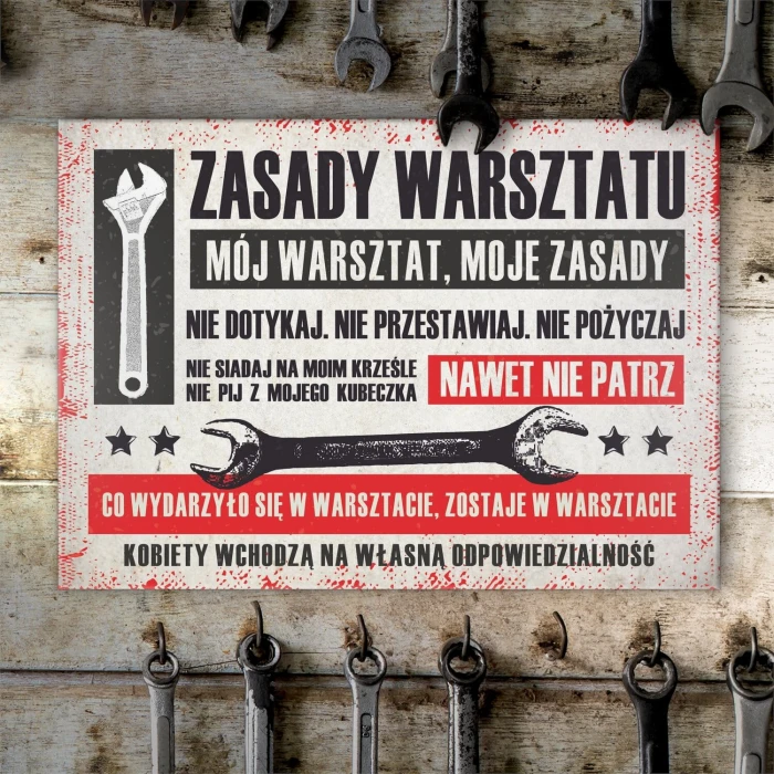 Poster metal zasady warsztatu pozioma gift