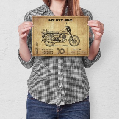 Poster metal MZ ETZ 250 drawn gift