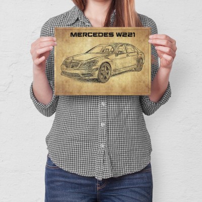 Poster metal mercedes w221 front gift