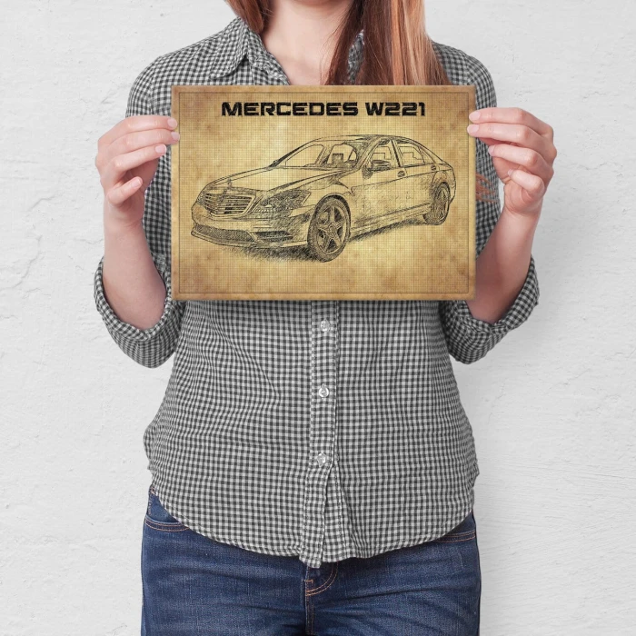 Poster metal mercedes w221 front gift