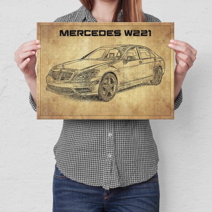 Poster metal mercedes w221 front gift