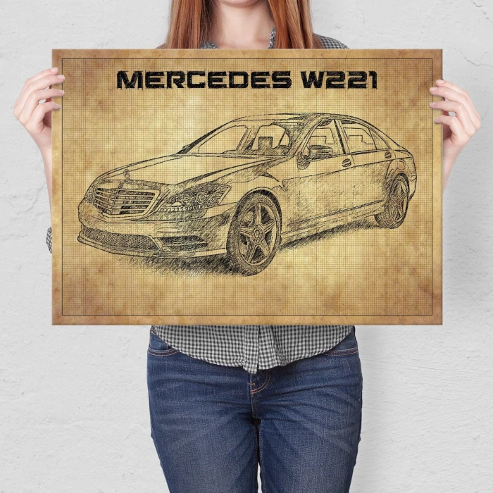 Poster metal mercedes w221 front gift