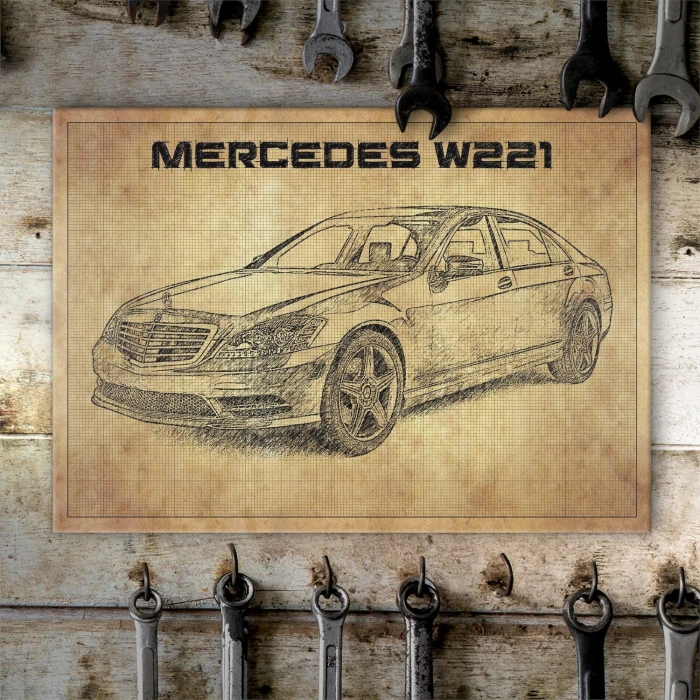 Poster metal mercedes w221 front gift