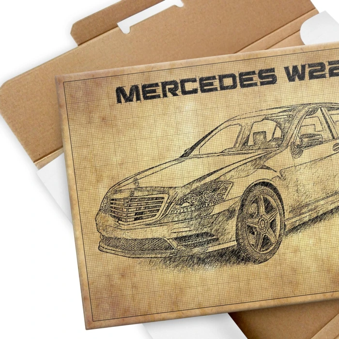 Plakat metalowy mercedes w221 front Prezent