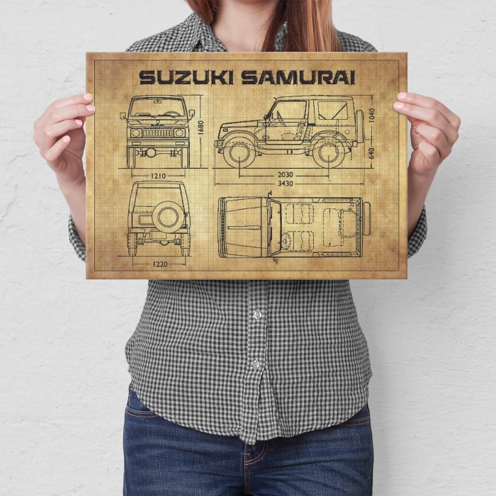 Plakat metalowy suzuki samurai tech Prezent