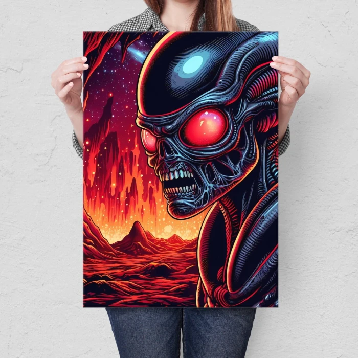Plakat metalowy alien I Prezent