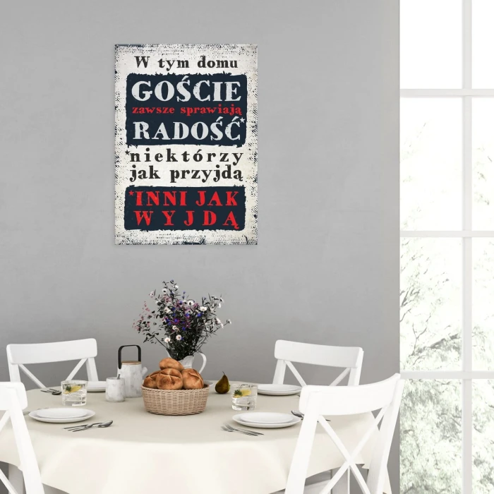 Plakat metalowy goście w domu Prezent
