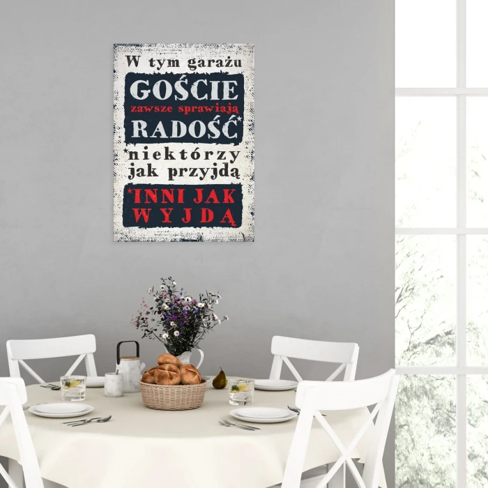 Plakat metalowy goście w garażu Prezent