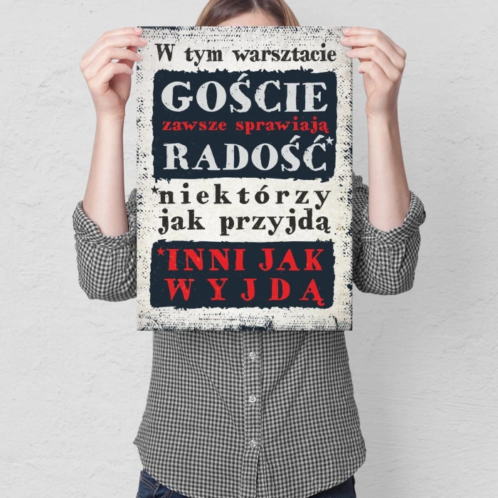 Poster metal goście w warsztacie gift
