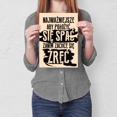 Plakat metalowy położyć się spać Prezent