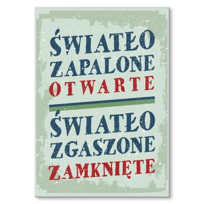 Plakat metalowy godziny otwarcia Prezent