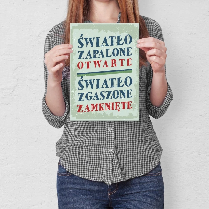 Plakat metalowy godziny otwarcia Prezent