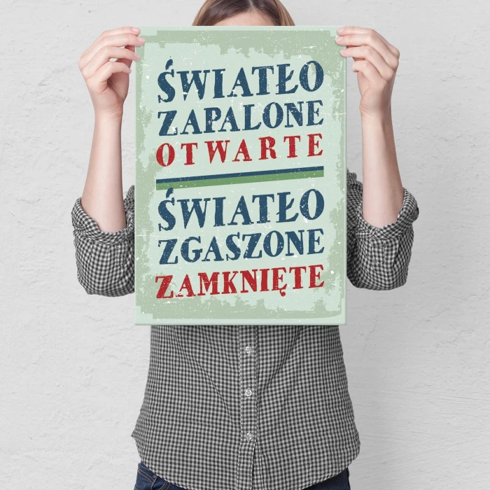 Plakat metalowy godziny otwarcia Prezent
