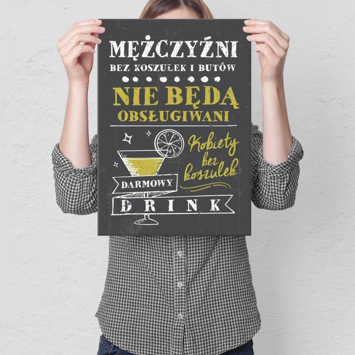 Plakat metalowy mężczyźni bez koszulek Prezent
