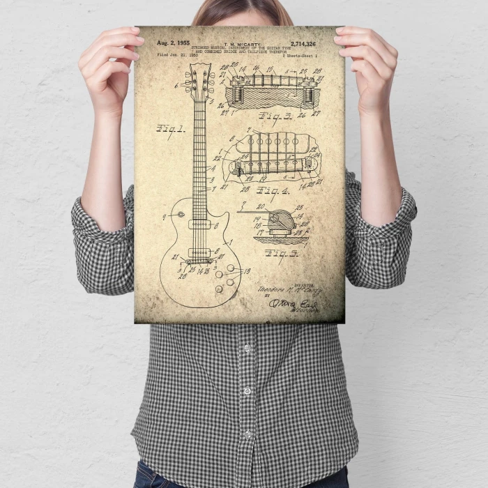 Plakat metalowy Gitara  Gibson Prezent