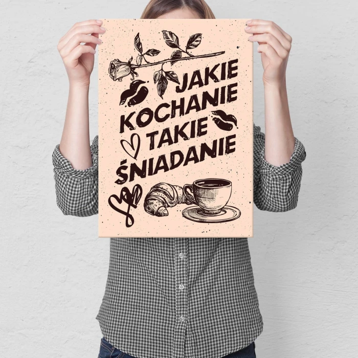 Plakat metalowy Kochanie śniadanie Prezent
