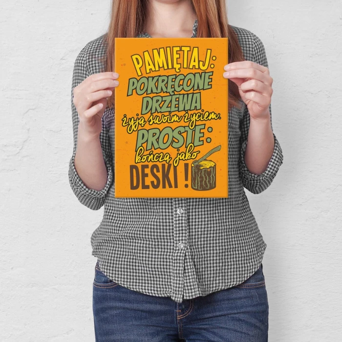 Plakat metalowy pokręcone drzewa Prezent