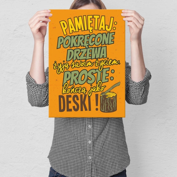 Plakat metalowy pokręcone drzewa Prezent