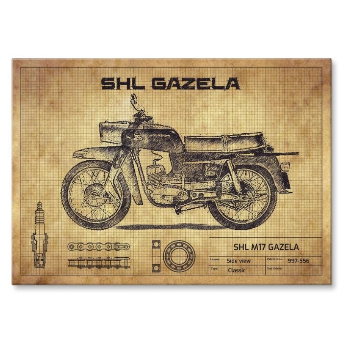 Plakat metalowy SHL M17 Gazela drawing Prezent