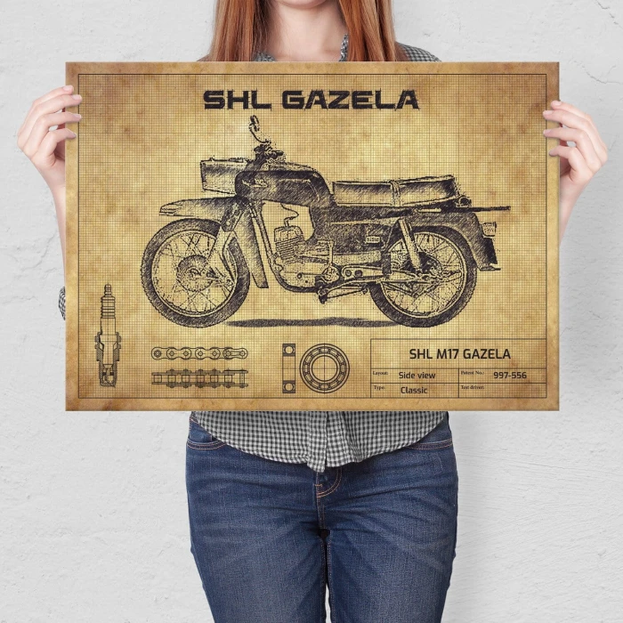 Plakat metalowy SHL M17 Gazela drawing Prezent