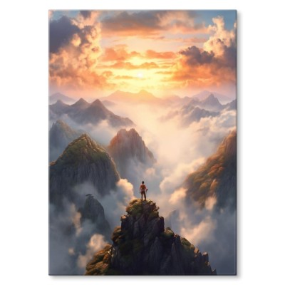 Plakat metalowy góry i chmury jasne Prezent