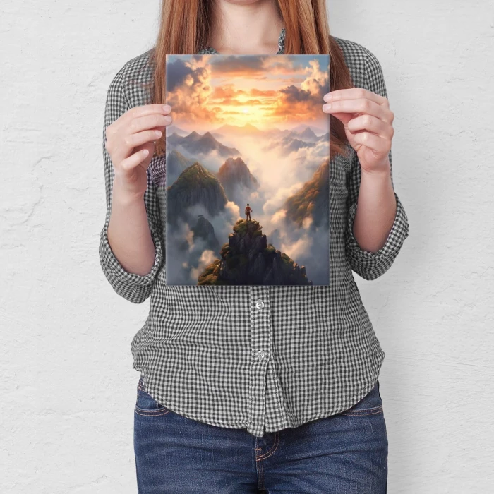 Poster metal góry i chmury jasne gift