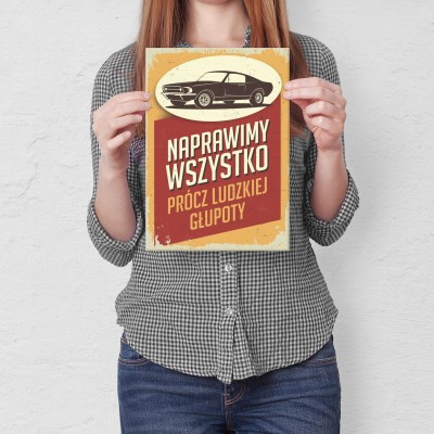 Plakat metalowy naprawimy wszystko Prezent