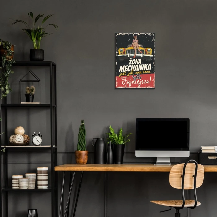 Plakat metalowy żona mechanika Prezent