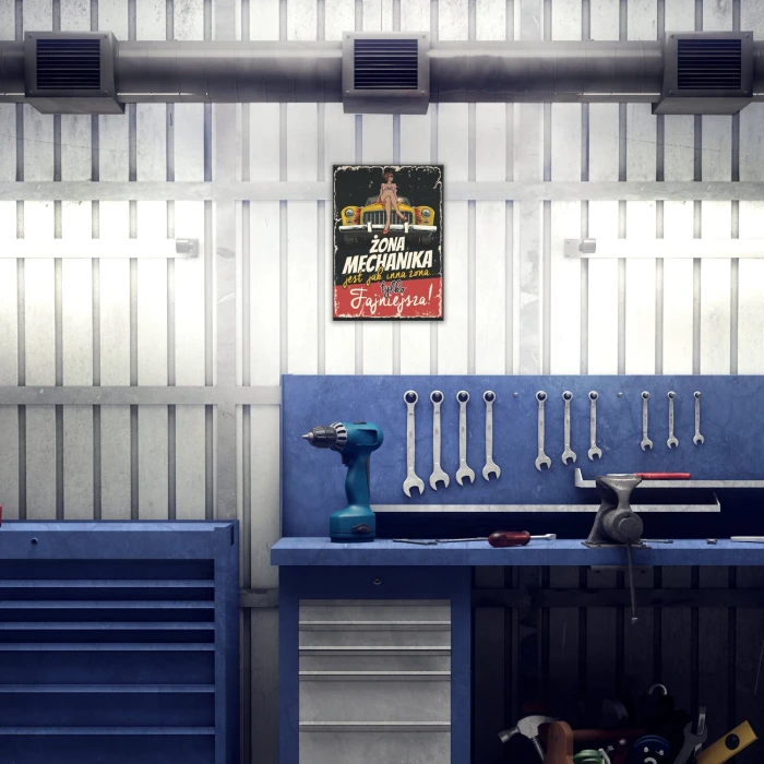 Plakat metalowy żona mechanika Prezent