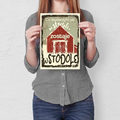 Plakat metalowy co wydarzyło się w stodole Prezent