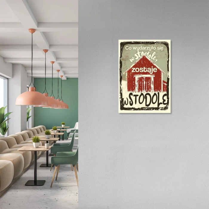 Plakat metalowy co wydarzyło się w stodole Prezent
