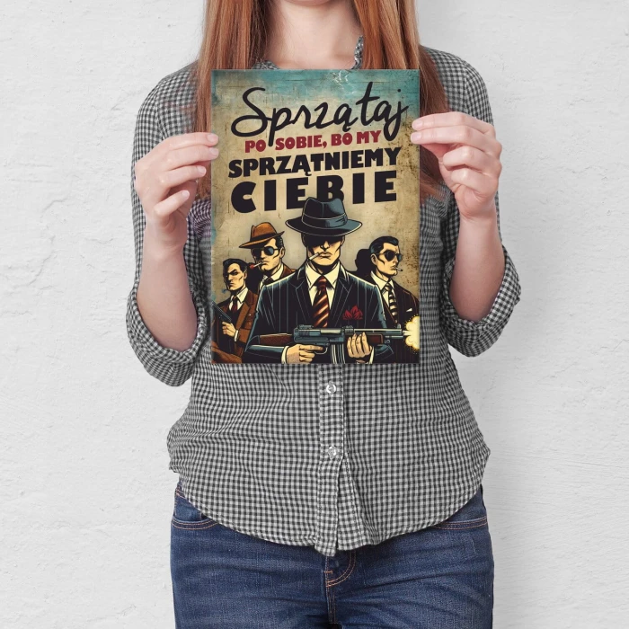 Poster metal sprzątniemy ciebie gift