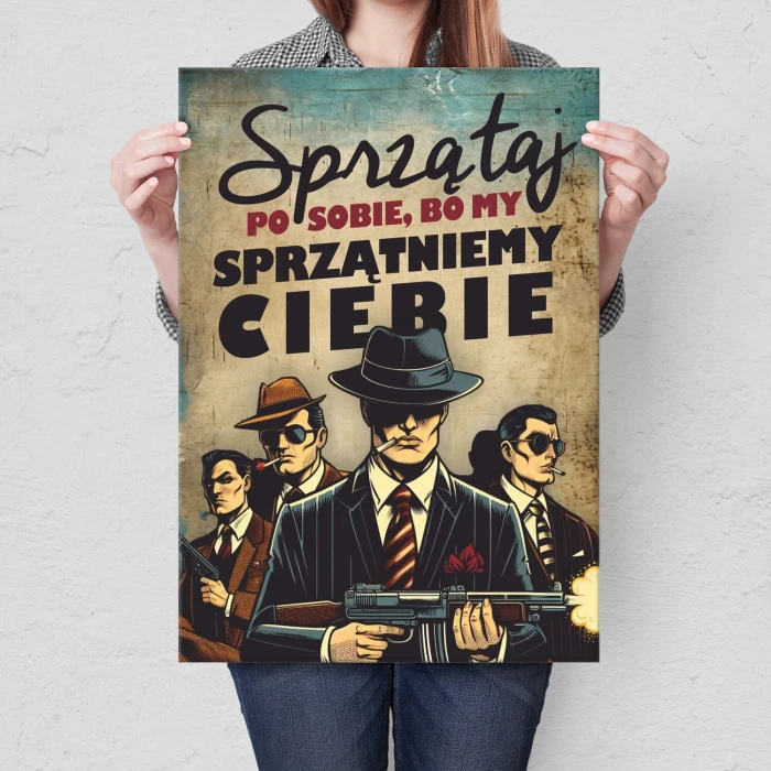 Poster metal sprzątniemy ciebie gift