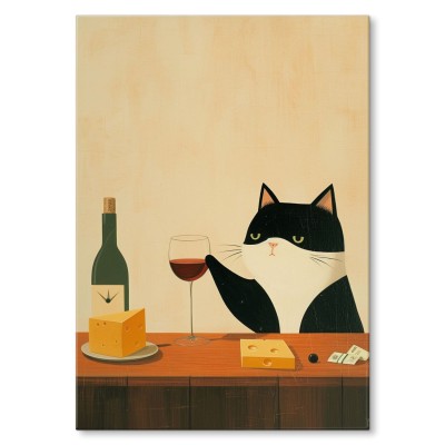 Poster metal kot i wino gift